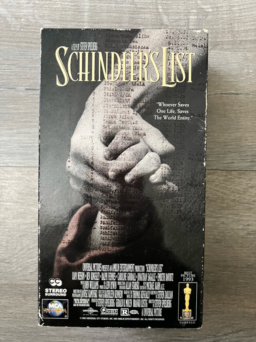 Universal Schindler's List VHS